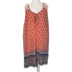 Plus By HS Crochet Lace Coral Ivory Dress Women’s Size 2XL